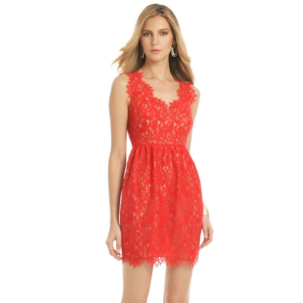 Shoshanna Red Lace Sierra Dress